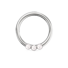 Triple Pearl Jeweled Segment Clicker Ring