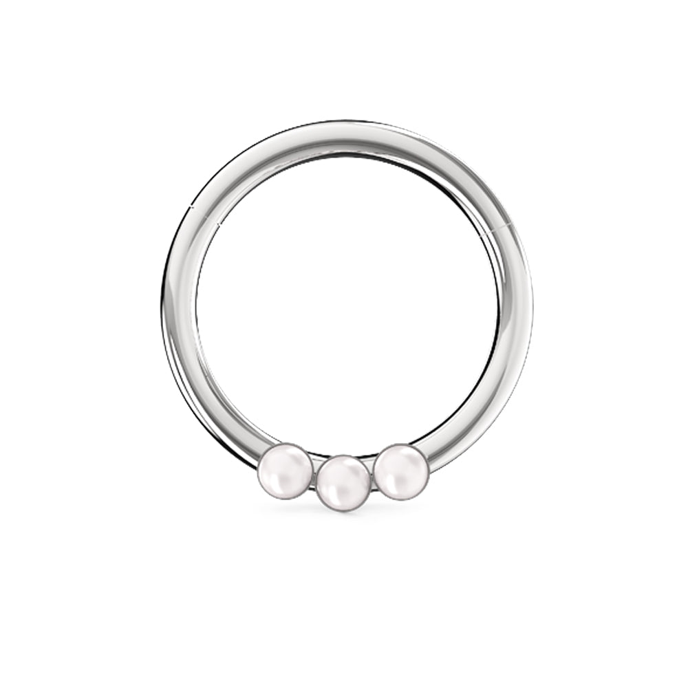 Triple Pearl Jeweled Segment Clicker Ring