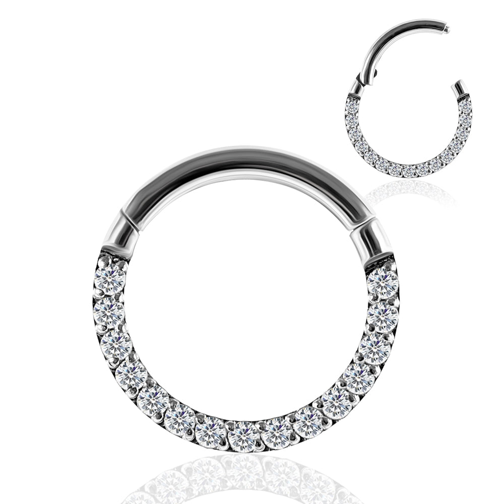 Pave Crystal Seamless Hinged Clicker Segment Ring