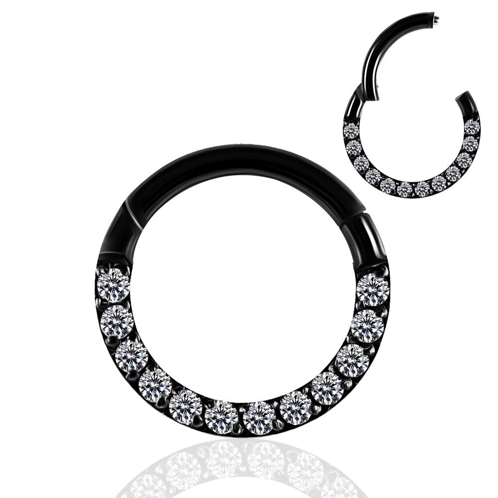 Pave Crystal Seamless Hinged Clicker Segment Ring