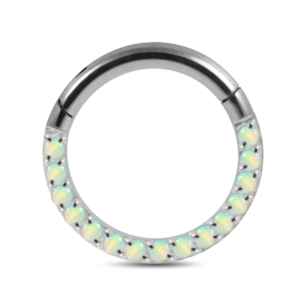 Pave Seamless with Opal Stone Hinged Clicker Segment Ring