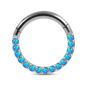 Pave Seamless with Opal Stone Hinged Clicker Segment Ring