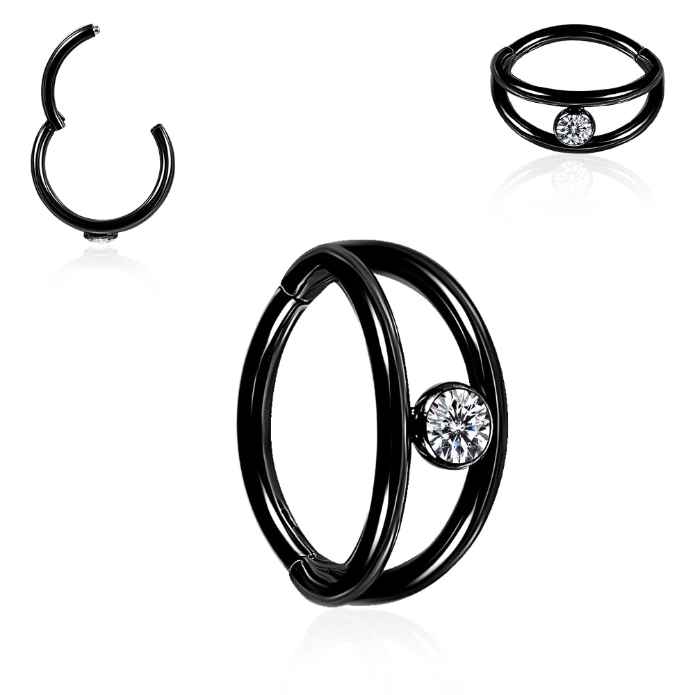 Jeweled Eye 316L Surgical Steel Hinged Segment Clicker Ring