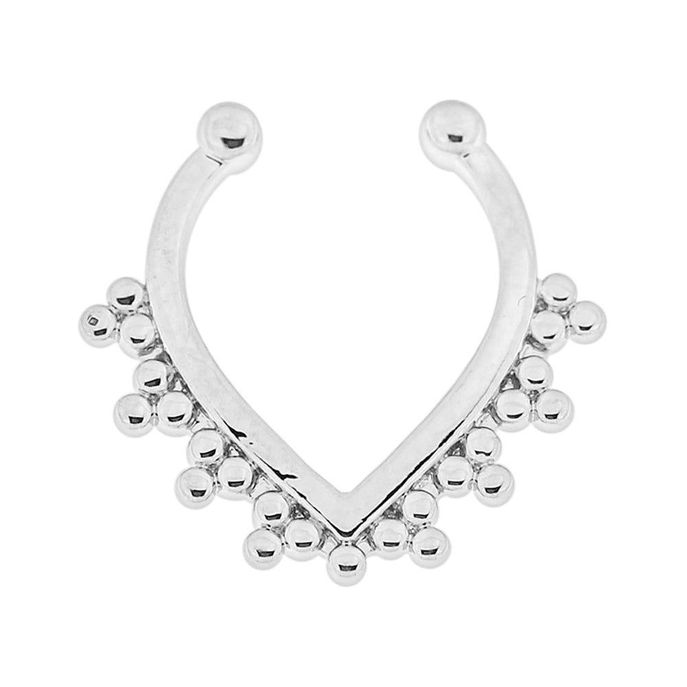 Tribal Dots V Shape Non Piercing Fake Clip on Septum Ring