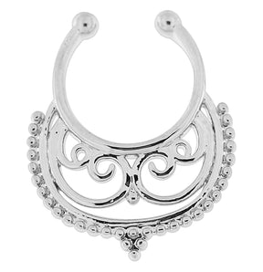 Tribal Pattern Non Piercing Fake Clip on Septum Ring