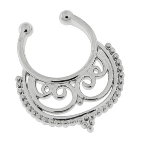 Tribal Pattern Non Piercing Fake Clip on Septum Ring