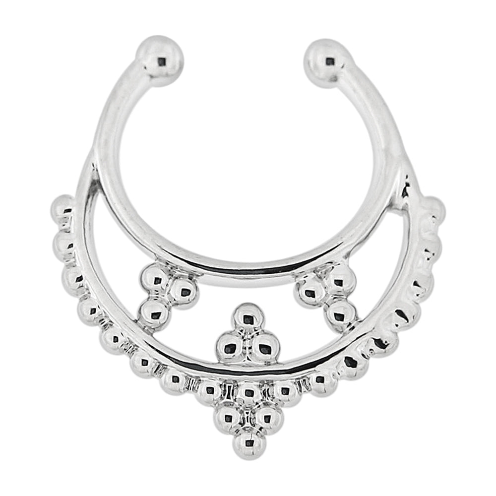 Tribal Dots Paved Non Piercing Fake Clip on Septum Ring