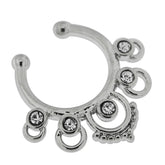 CZ Jeweled Non Piercing Fake Clip on Septum Ring