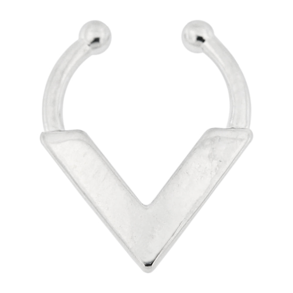 Plain V Shape Non Piercing Fake Clip on Septum Ring