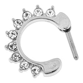 Single Line 9 CZ's Pronged Septum Clicker Piercing