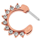 Rose Gold PVD Single Line 9 CZ's Pronged Septum Clicker Piercing