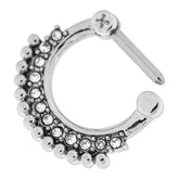 Single Line Micro Paved CZ with Tribal Dots Septum Clicker Piercing