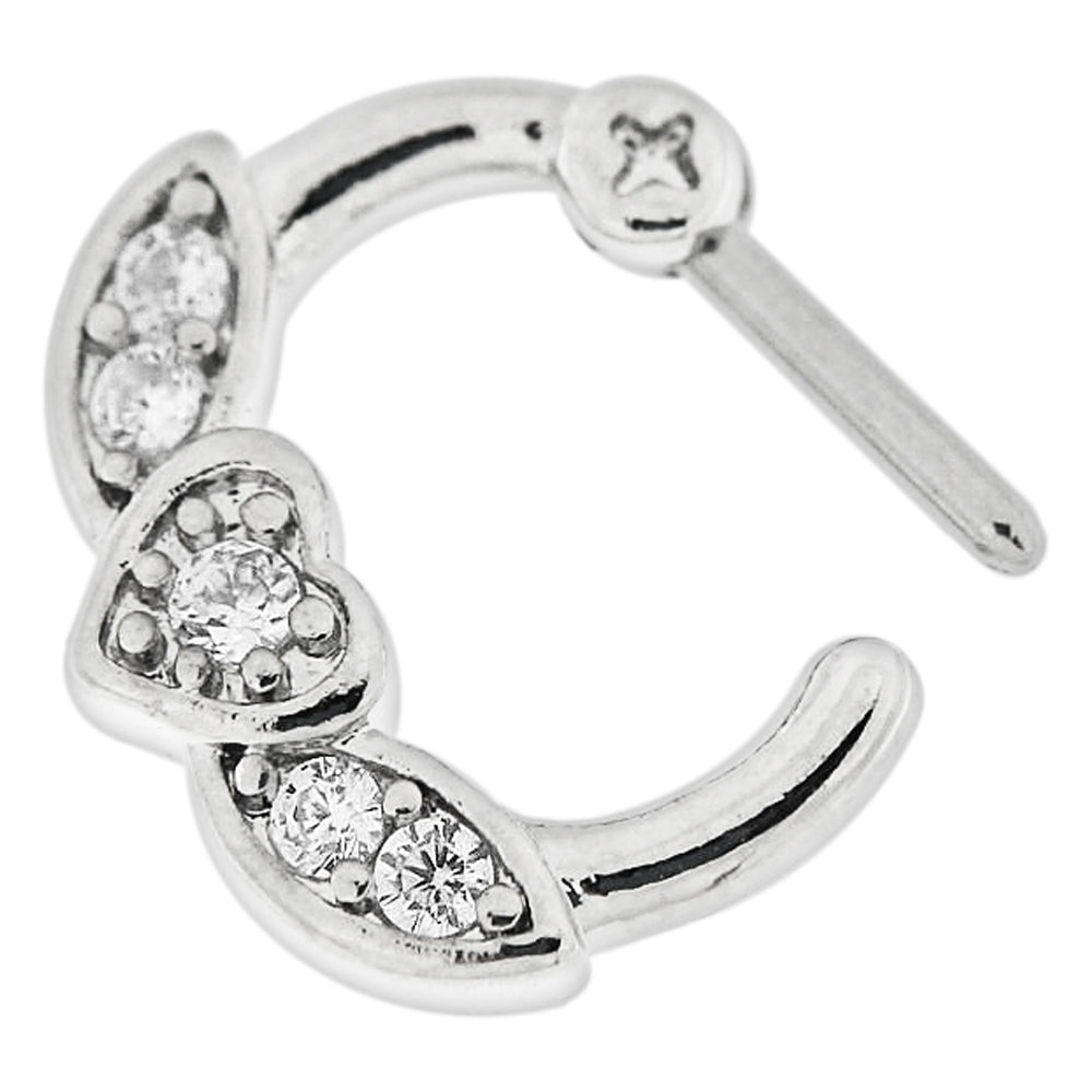 Micro Paved CZ Flying Heart Septum Clicker Piercing