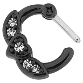 Black PVD Micro Paved CZ Flying Heart Septum Clicker Piercing