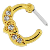 Gold PVD Micro Paved CZ Flying Heart Septum Clicker Piercing