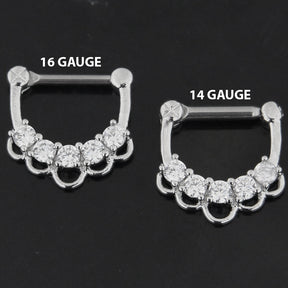 5 CZ Jeweled Floral Septum Clicker Piercing