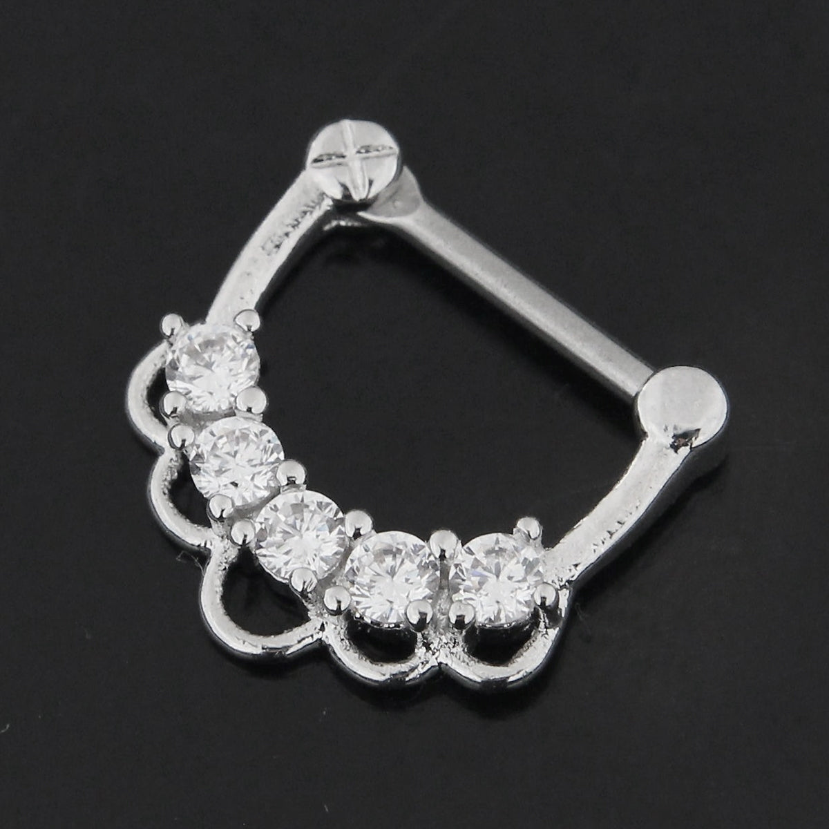 5 CZ Jeweled Floral Septum Clicker Piercing