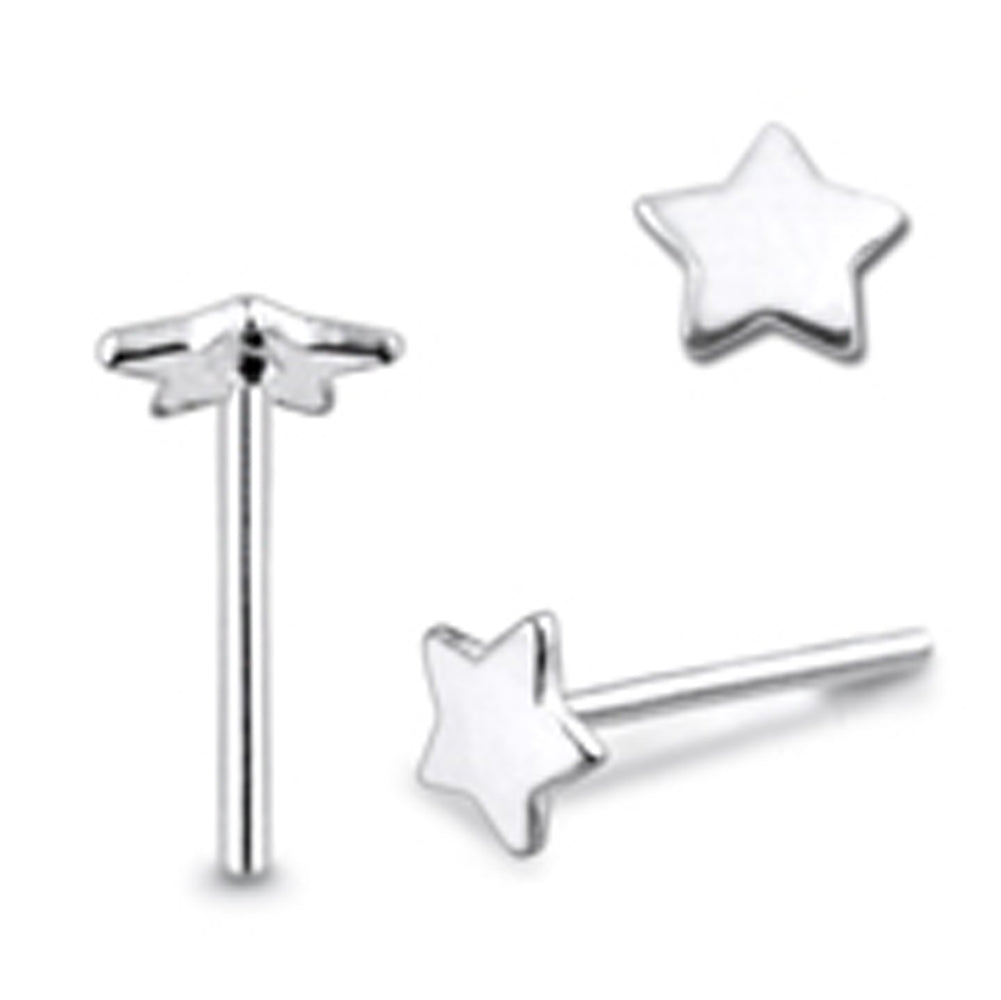 Flat Plain Star Straight Nose Pin