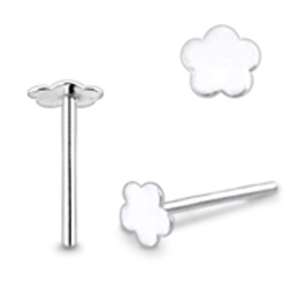 Flat Plain Flower Straight Nose Pin