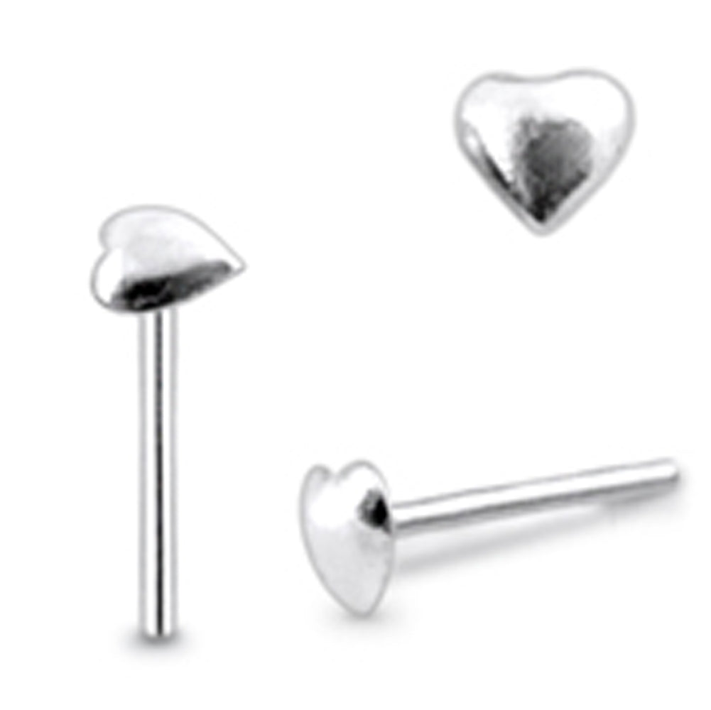Plain Pumped Heart Straight Nose Pin
