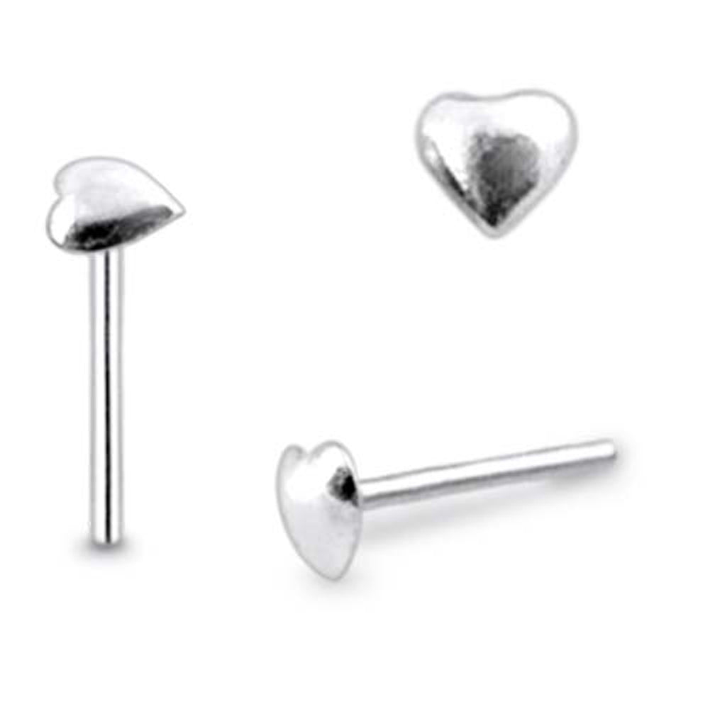Plain Pumped Heart Straight Nose Pin