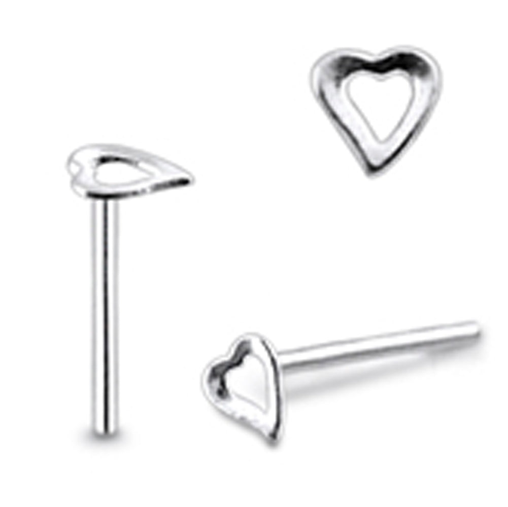 Plain Cut-out Heart Straight Nose Pin