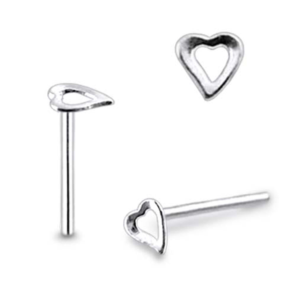 Plain Cut-out Heart Straight Nose Pin