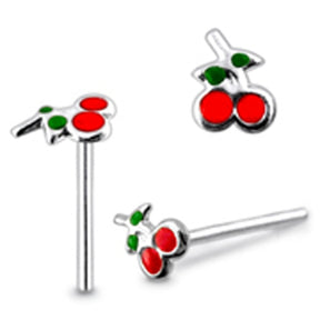 Hand Painted Cherry Straight Nose Pin