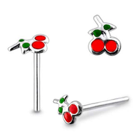 Hand Painted Cherry Straight Nose Pin