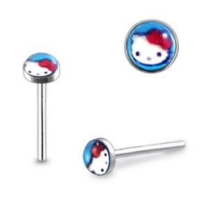 3mm Kitty Logo Straight Nose Pin