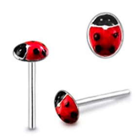 Hand Painted Ladybug Straight Nose Pin