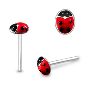 Hand Painted Ladybug Straight Nose Pin