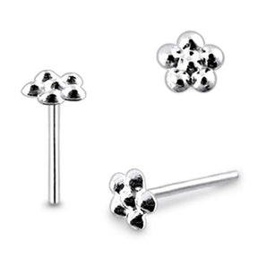 Embossed Plain Flower Straight Nose Pin