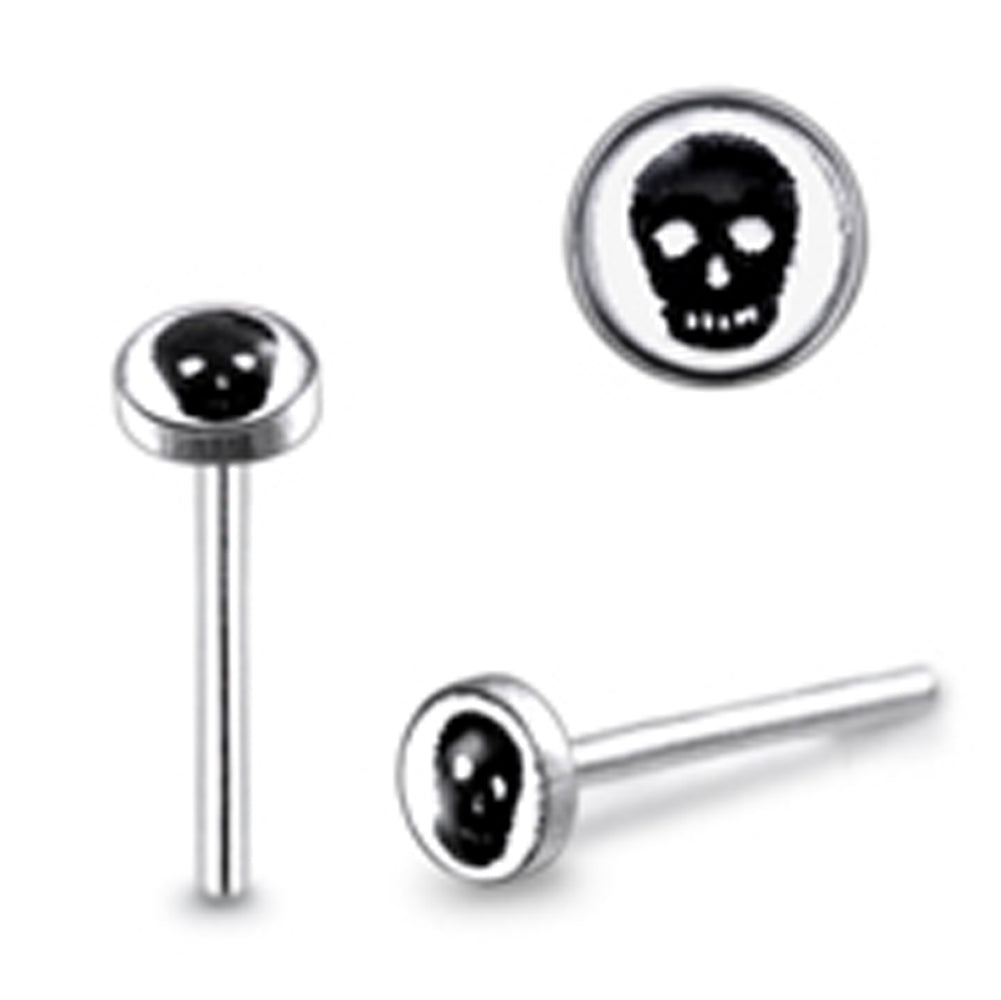 3mm Skull Logo Straight Nose Pin