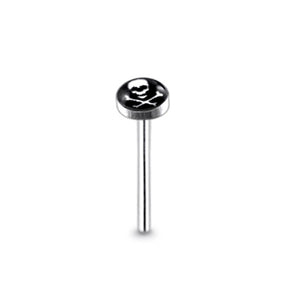 3mm Skull and Bones Logo Straight Nose Pin