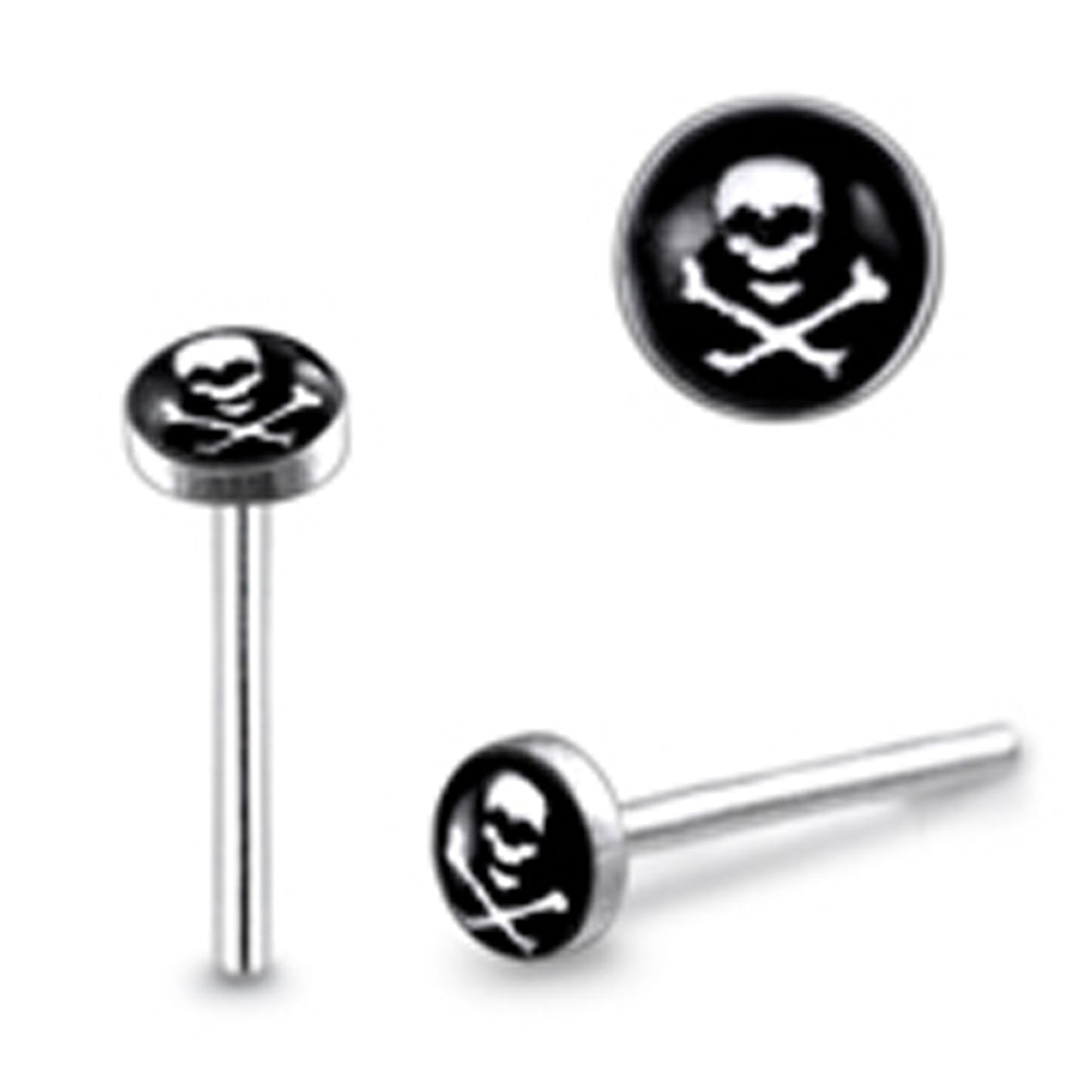 3mm Skull and Bones Logo Straight Nose Pin