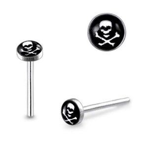 3mm Skull and Bones Logo Straight Nose Pin