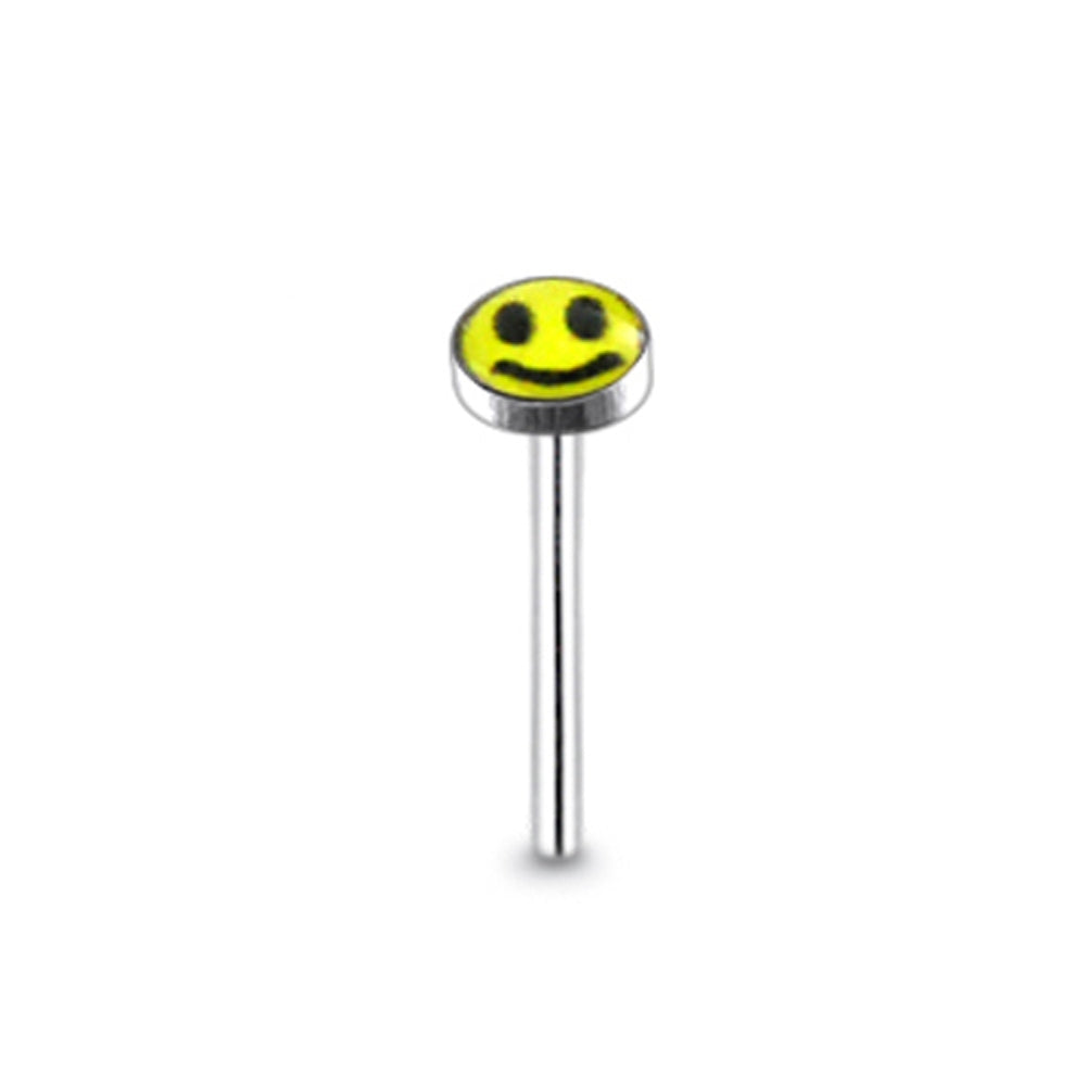 3mm Smiley Logo Straight Nose Pin