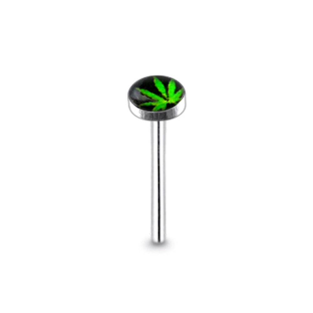 3mm Marijuana Leaf Logo Straight Nose Pin
