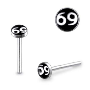 3mm Number Sixty Nine Logo Straight Nose Pin