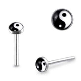 3mm Ying Yang Logo Straight Nose Pin