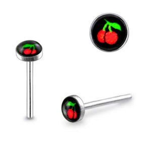 3mm Cherry Logo Straight Nose Pin