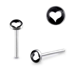 3mm White Heart Logo Straight Nose Pin