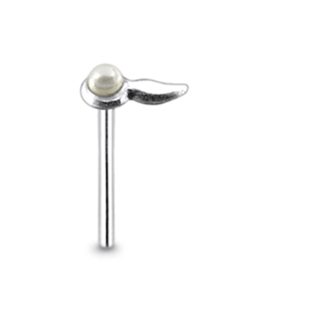 Sperm with Pearl Straight Nose Pin