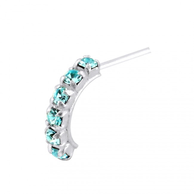 925 Sterling Silver Six CZ Stones Curved Nose Stud