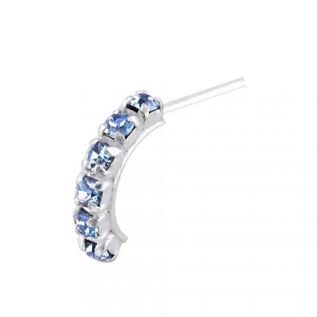 925 Sterling Silver Six CZ Stones Curved Nose Stud