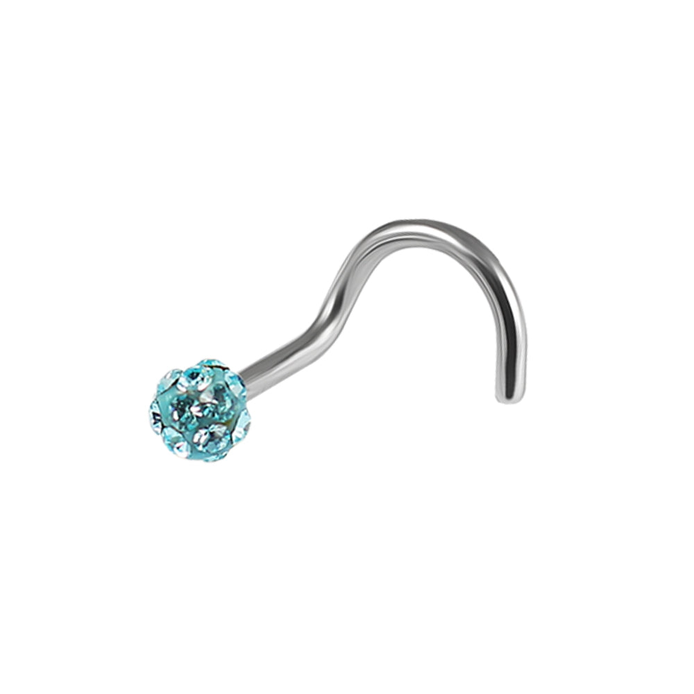 20G Surgical Steel Ferido Ball Jeweled Nose Screw Stud  Black Diamond