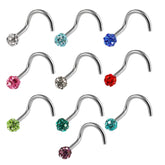 20G Surgical Steel Ferido Ball Jeweled Nose Screw Stud  Pink