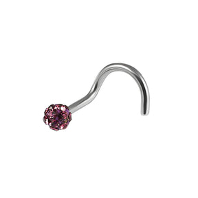 20G Surgical Steel Ferido Ball Jeweled Nose Screw Stud  Purple