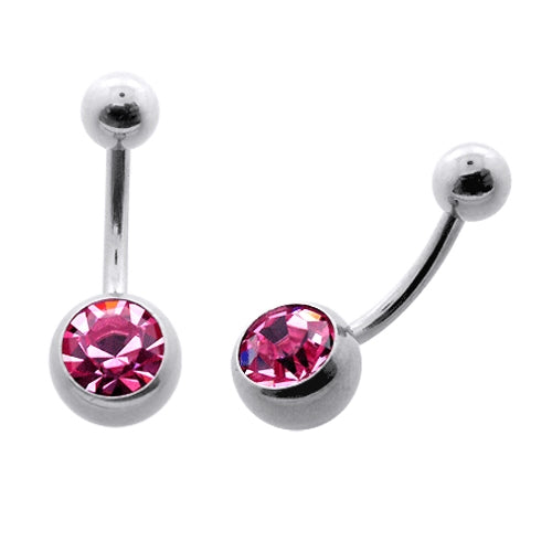 316L SS Single Jeweled Belly Ring